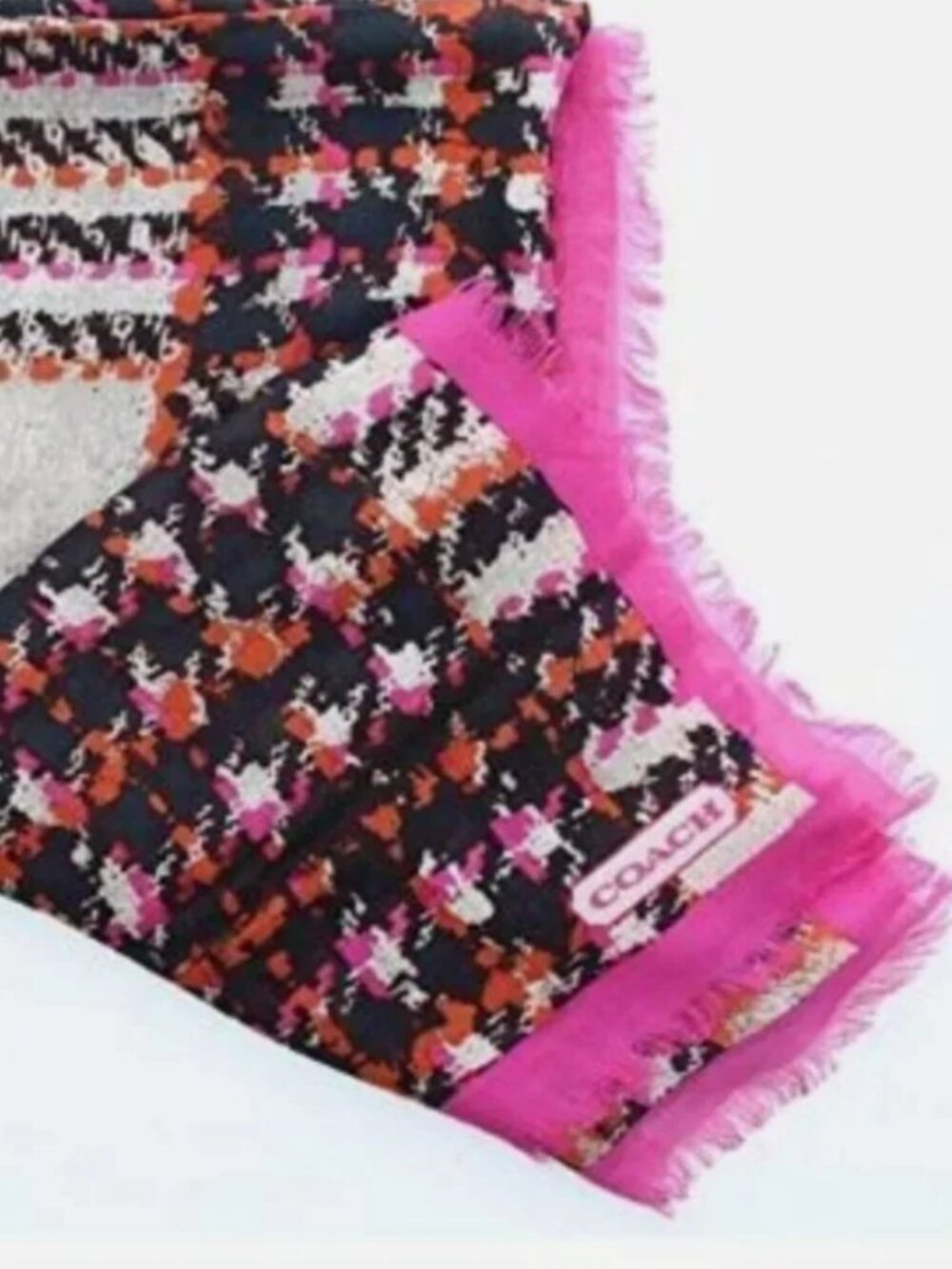 🔥 3 NWT Coach Scarves Bundle Daisy Madras Bonnie Boucle Tattersall Designer Set - Picture 3 of 4